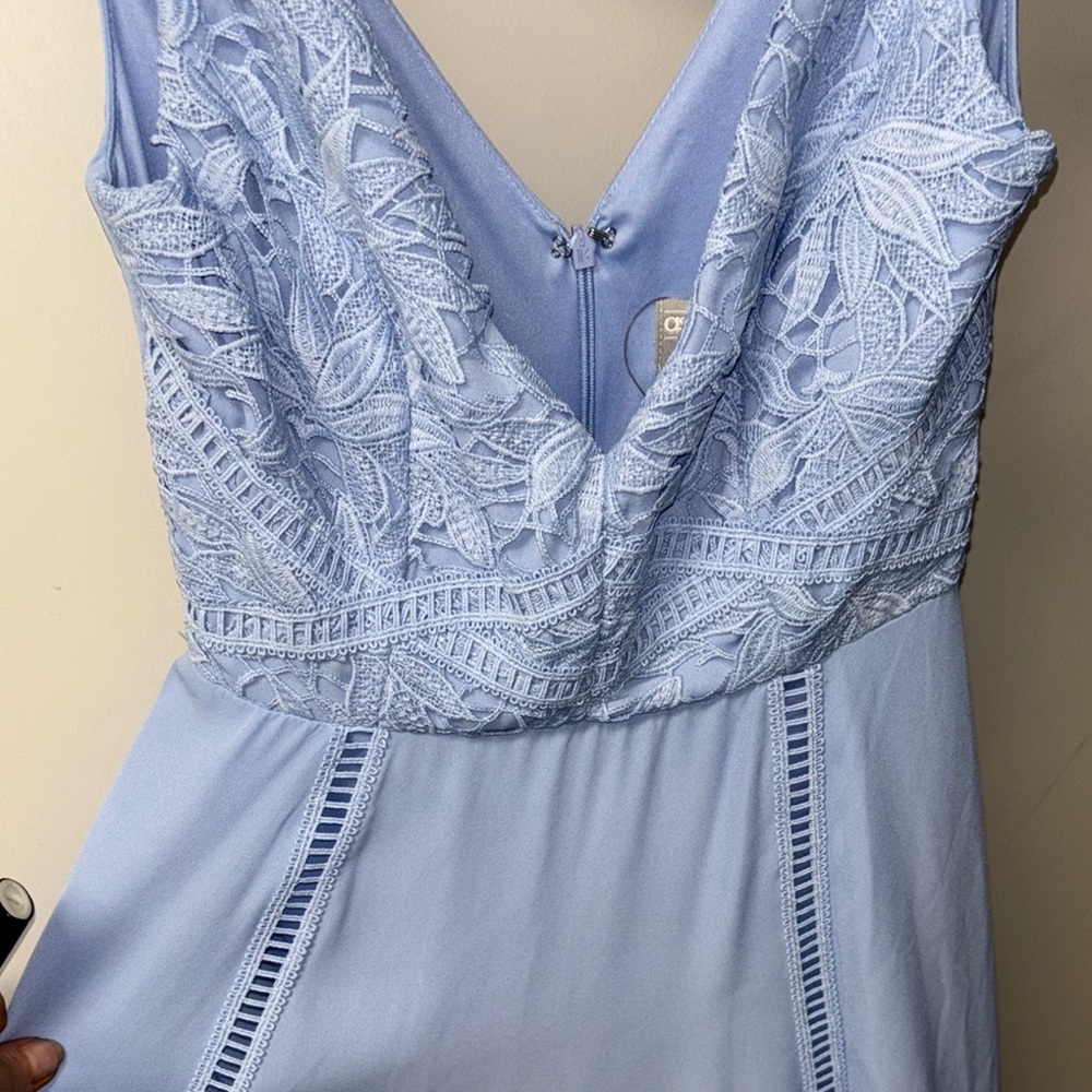 NWT ASOS Blue Ruched V-Neck Midi Dress for Prom - Picture 9 of 12
